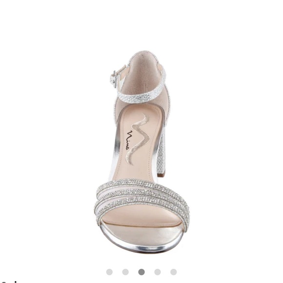 Nina Nagida Silver Metallic Textured Block-heel sandal size 8M - Picture 3 of 14